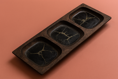 Plateau / 3 Dessous de verre / vide poche - Bois de cocotier L 35 cm × l 10 cm - MAISON MAZARINE